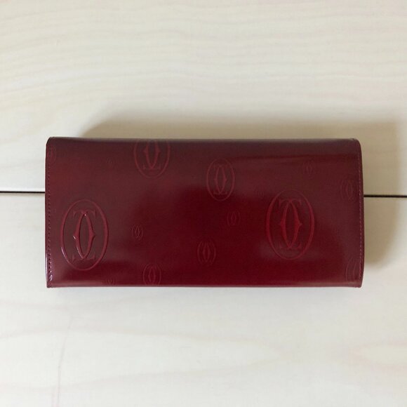 Cartier Dark Red Patent Leather Happy Birthday Continental Wallet - Picture 5 of 7